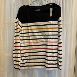 Loft Outlet Navy Color Block Striped Long Sleeve